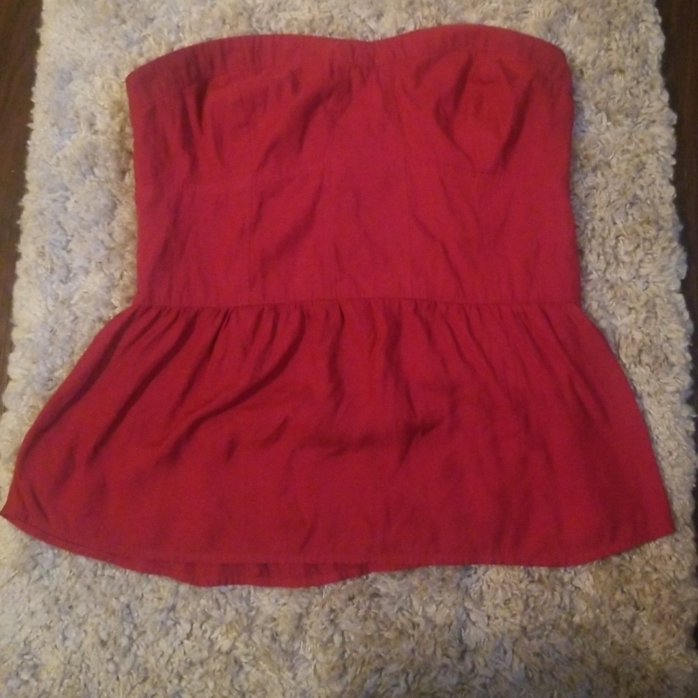 American Eagle Red Sleeveless Ruffle Top medium